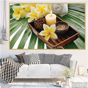 Tranh in tường spa hoa sứ vàng