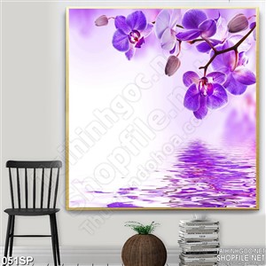 Tranh thiên nhiên khổ vuông hoa lan tím