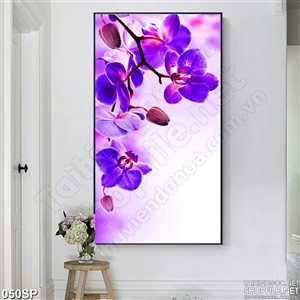 Tranh hoa lan hồ điệp in tường