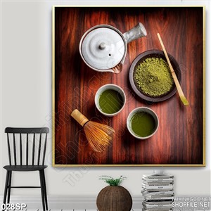 Tranh in treo tường dụng cụ pha trà japan