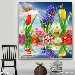 Tranh hoa cỏ mùa xuân psd