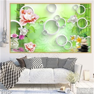 Tranh spa in lụa hoa mẫu đơn và hoa lan