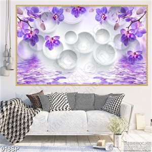 Tranh in hoa lan tím soi bóng nước