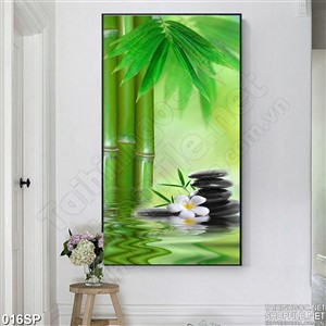Tranh trúc in spa đẹp đá đen