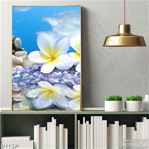 Tranh khổ dọc hoa sứ trắng nhị vàng