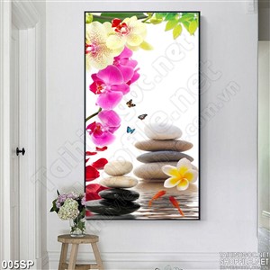 Tranh hoa lan hồng thiên nhiên spa