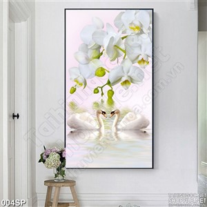 Tranh hoa lan trắng in wall