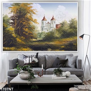 Tranh lâu đài nhìn từ khu rừng