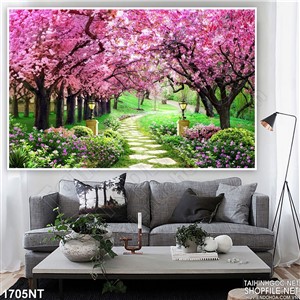 Tranh con đường màu hồng