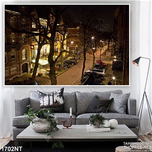 Tranh thành phố cổ về đêm