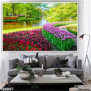 Tranh những luống hoa tulip