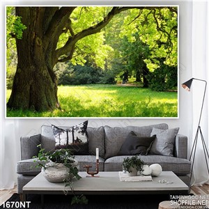 Tranh cây cổ thụ trên đồng cỏ