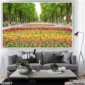 Tranh cánh đồng tulip in uv