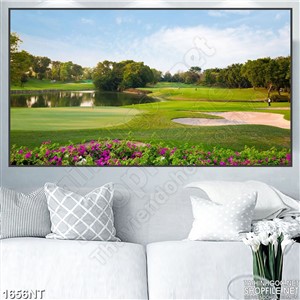 Tranh khu vườn hoa và cỏ