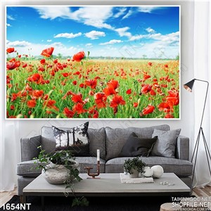 Tranh cánh đồng hoa đỏ