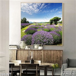 Tranh cánh đồng cỏ tím