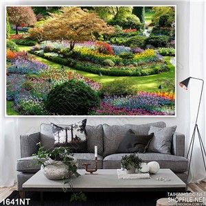 Tranh khu vườn ngập tràn hoa
