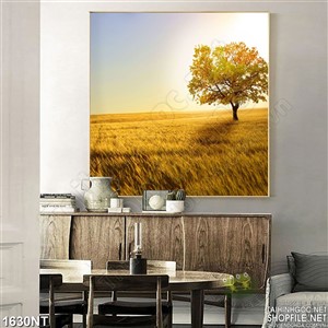 Tranh cây và đồng cỏ vàng