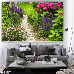 Tranh sắc hoa đua nở in uv