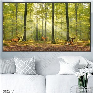 Tranh rừng sâu và đàn hươu