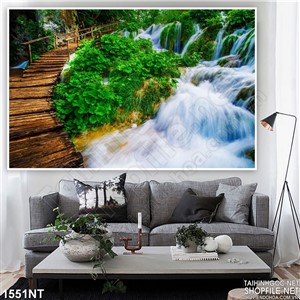 Tranh cây cầu thác đổ
