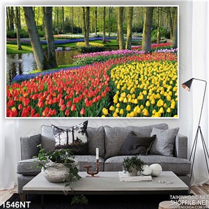 Tranh vườn hoa tulip