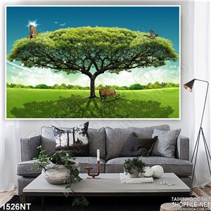 Tranh chiếc ghế dưới tán cây