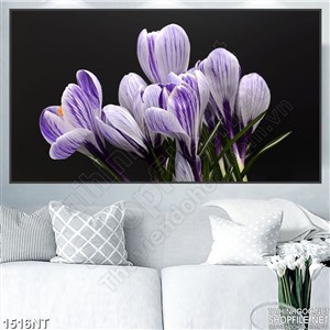 Tranh chùm hoa tím trắng