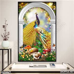 Tranh đôi chim công