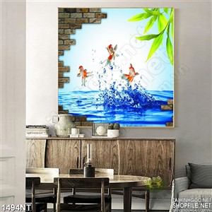 Tranh cá nhảy 3d