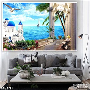 Tranh lâu đài hải âu 3d