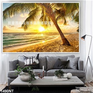 Tranh bóng dừa hoàng hôn