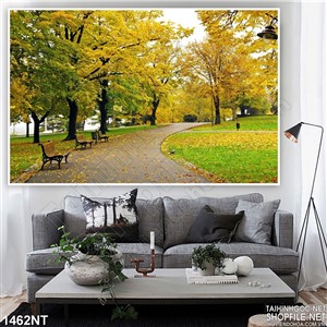 Tranh con đường mùa thu