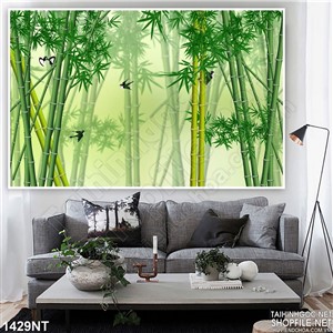 Tranh rừng trúc mờ sương