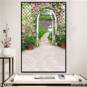 Tranh cổng đan hoa hồng