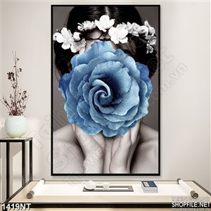 Tranh hoa hồng xanh