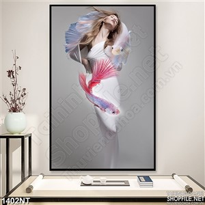 Tranh người ẩn cá 3d