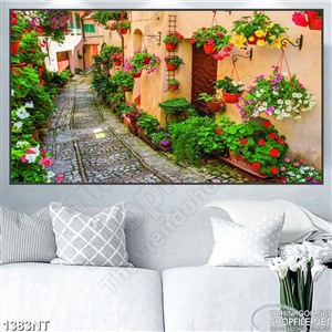 Tranh con đường treo hoa