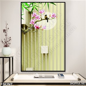 Tranh chim đậu cành đào