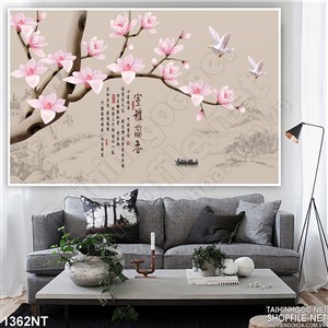 Tranh hoa đào nở