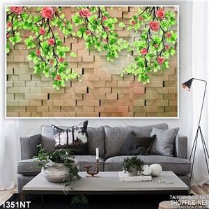 Tranh tường gạch hoa hồng