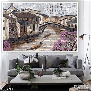 Tranh phố cổ trên sông