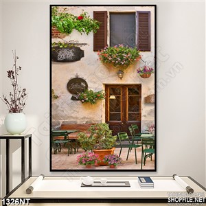 Tranh cửa sổ bên hoa