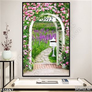 Tranh cổng  vườn hoa