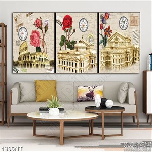 Tranh lâu đài hoa hồng