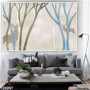 Tranh rừng hươu về đêm