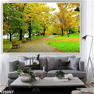 Tranh con đường đầy hoa vàng