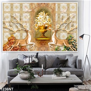 Tranh 3d tường hươu