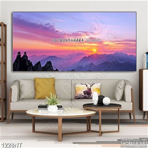 Tranh hoàng hôn trên núi