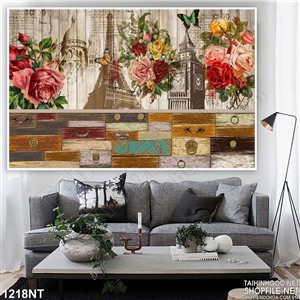 Tranh vẽ nước pháp và hoa